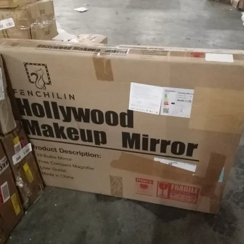 BOXED VANITY MAGNIFYING LIGHTED METAL FRAMED MAKEUP MIRROR IN WHITE