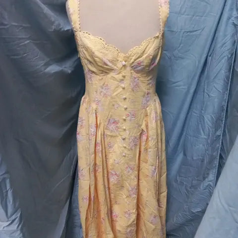 CIDER YELLOW FLORAL DRESS - WOMEN'S, UK SIZE 10 (US 6) M