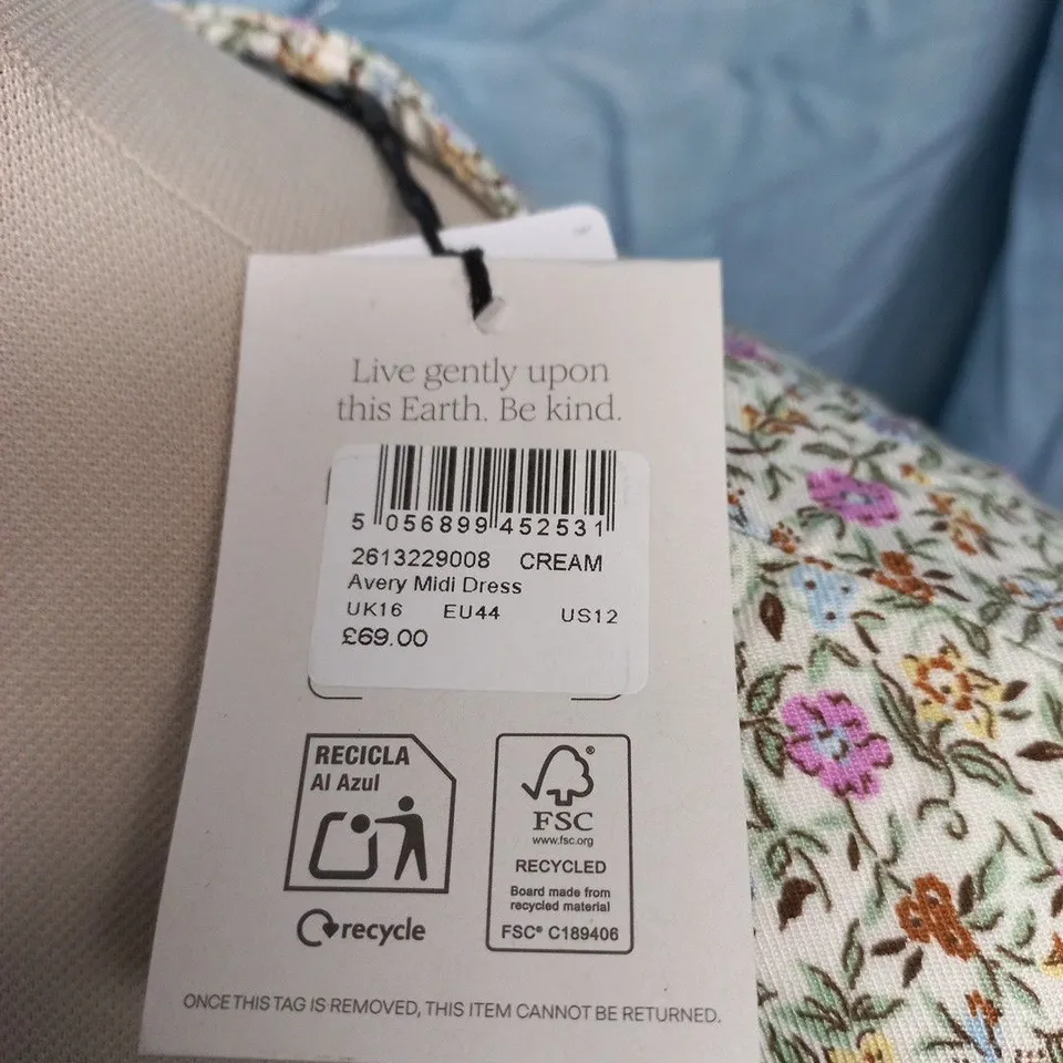 NOBODYS CHILD AVERY MIDI DRESS IN CREAM - UK 16