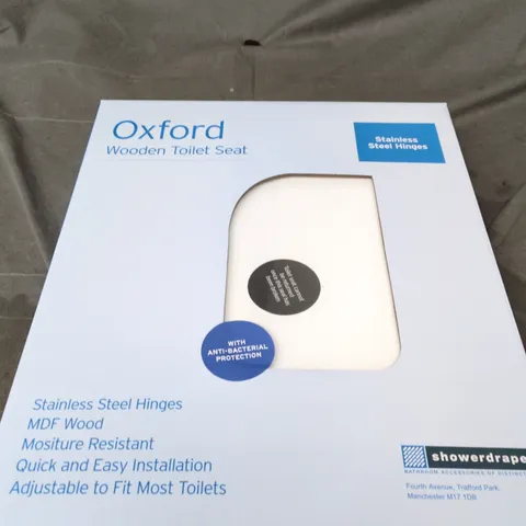 OXFORD WOODEN TOILET SEAT WITH STAINLESS STEEL HINGES – MDF WOOD, MOISTURE-RESISTANT