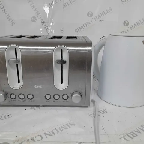 SWAN KETTLE & TOASTER 4-SLICE TWIN PACK - WHITE