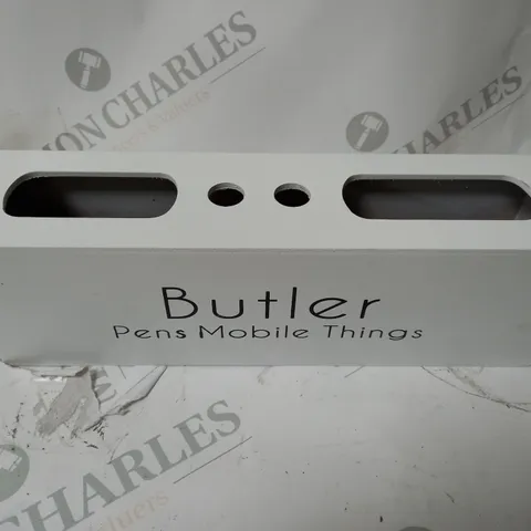 BOLTZE UTENSILO BUTLER IN WHITE WOODEN MOBLIEPHONE HOLDER WITH TIN