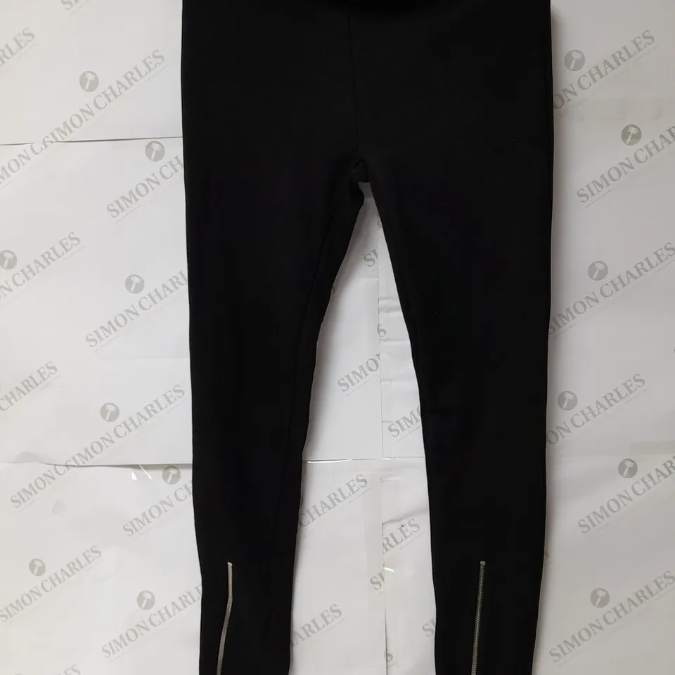 ZARA STRETCH LEGGINGS WITH ZIP DETAIL IN BLACK SIZE L