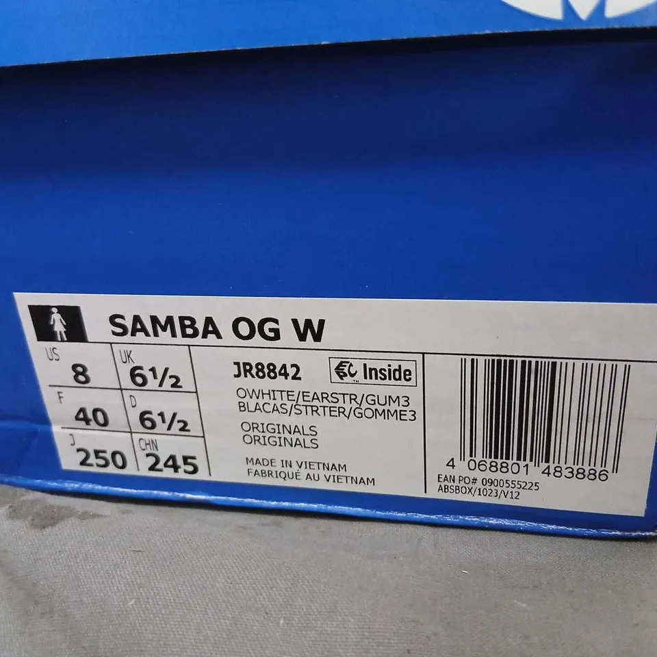 ADIDAS SAMBA OG W WOMEN’S TRAINERS – WHITE/IVORY WITH GUM SOLE SIZE 6.5
