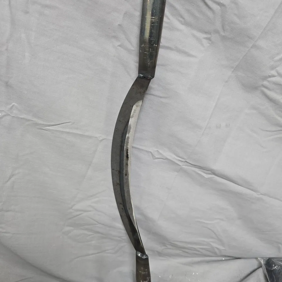 Vintage Curved Blade Hand Tool with Dual Handles