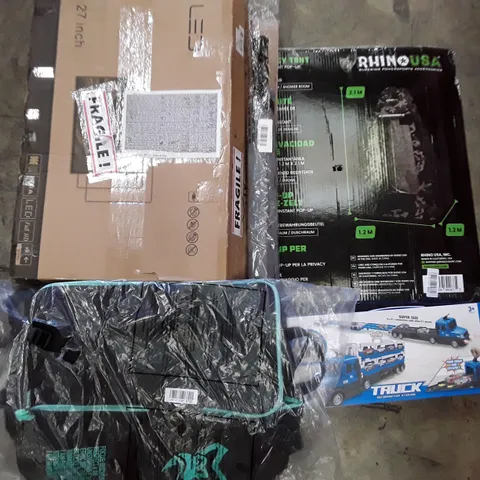 PALLET OF ASSORTED HOUSEHOLD GOODS TO INCLUDE POP UP PRIVATE TENT LED TV AND KIDS TOYS ECT