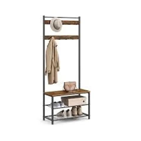 BOXED VASAGLE COAT RACK, HALLWAY CABINET - RUSTIC BROWN/BLACK