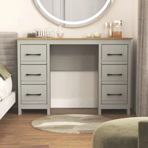 BOXED LIMESTONE DRESSING TABLE WITH 6 DRAWERS (2 BOXES)