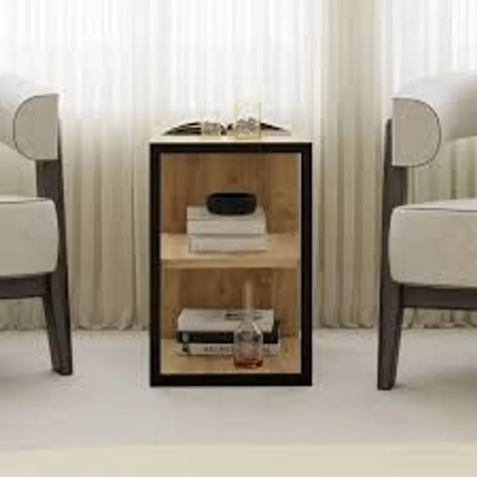 BOXED ECHO MODERN MINIMALIST SIDE TABLE - LIGHT MOCHA