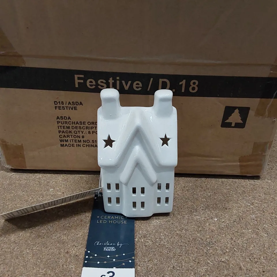 BOX OF 8X BRAND NEW CERAMIC LED HOUSE DECORATIONS (1 BOX)