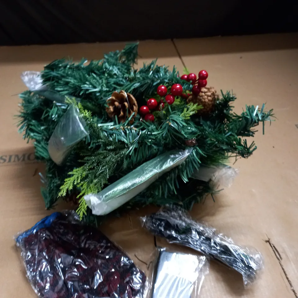 CHRISTMAS WREATH WITH BATTERY POWERED LIGHTS