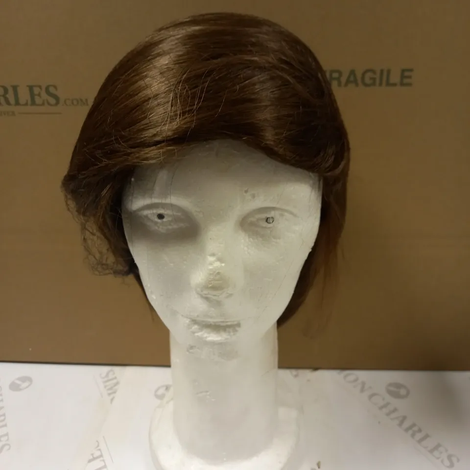 JUDY PLUM BROWN WIG APPROXIMATELY 14"