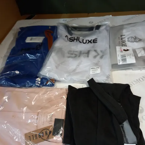 BOX OF ASSORTED CLOTHING ITEMS TOO INCLUDE JUMPERS, SHIRTS AND TROUSERS IN VARIOUS SIZES AND COLOURS