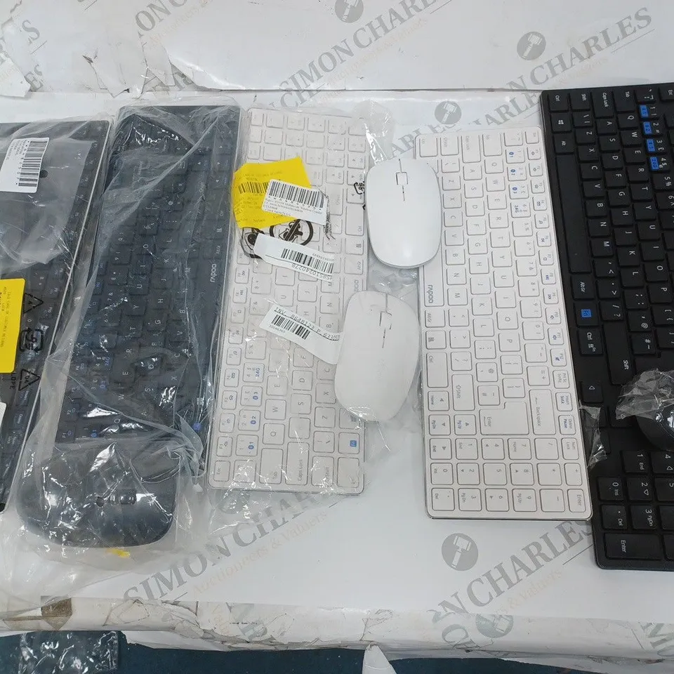 LOT OF 5 ASSORTED UNBOXED RAPOO WIRELESS KEYBOARDS AND MOUSE SETS