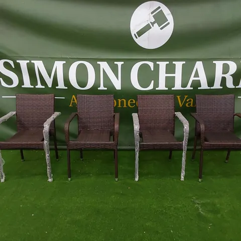 SET OF 4 CHOCOLATE MIX RATTAN CHAIRS