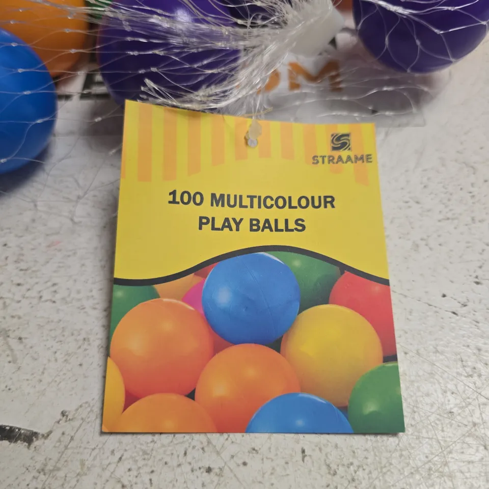 100 MULTICOLOUR PLAY BALLS IN MESH NET – TOY SET