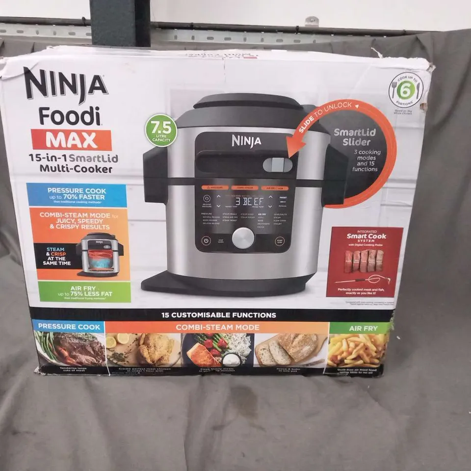 BOXED NINJA FOODI MAX 15 IN 1 SMART LID MULTI COOKER 7.5 LITRE CAPACITY