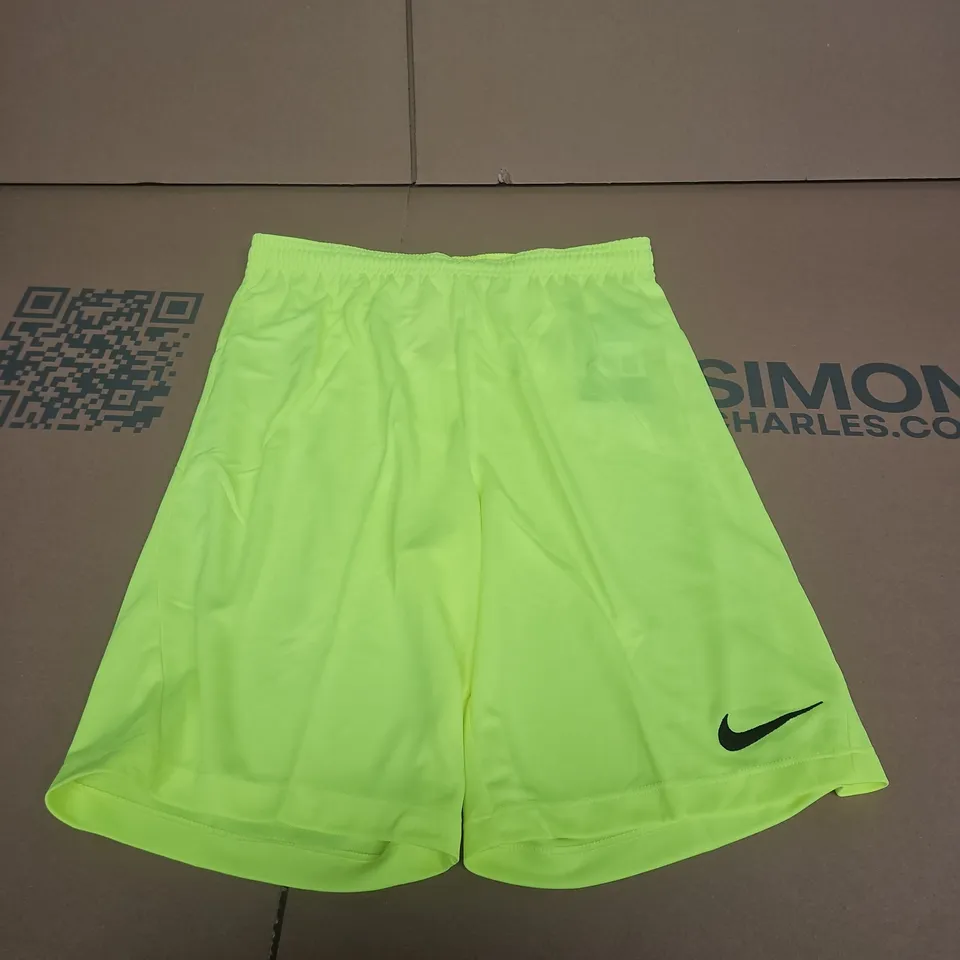 NIKE NEON GREEN SHORTS - SIZE XL - KIDS