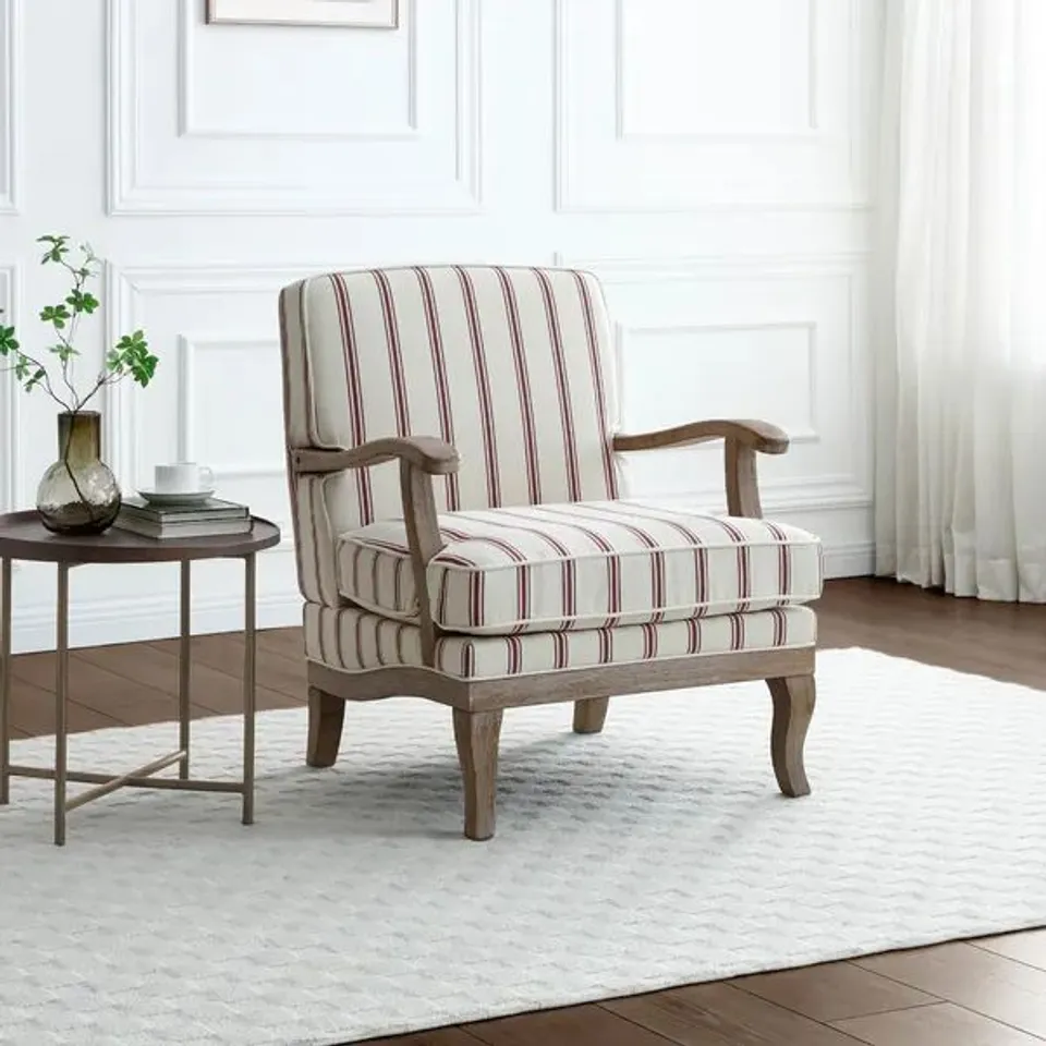 BOXED ESME WOVEN FOLKSTONE STRIPE OCCASIONAL CHAIR - MULBERRY (1 BOX)