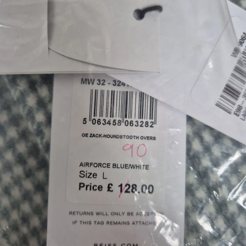 REISS AIRFORCE BLUE/WHITE GINGHAM OVERSHIRT – SIZE L