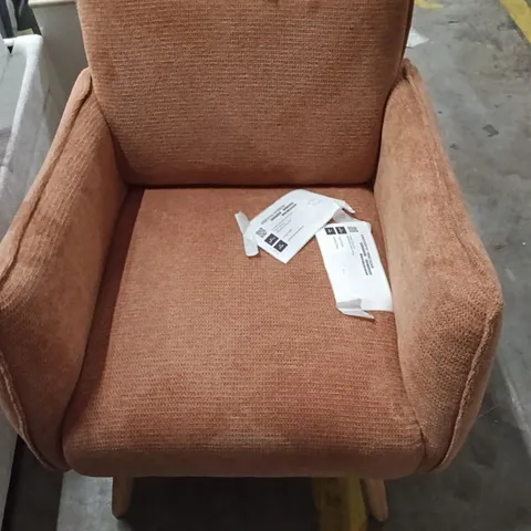 CARVALHON UPHOLSTERED SOFT TOUCH FABRIC ARMCHAIR - RUST 