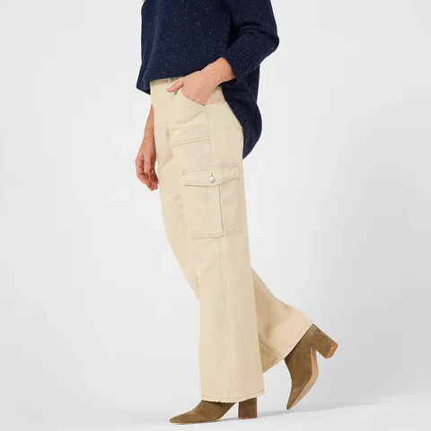 IZABEL LONDON CARGO WIDE LEG DENIM TROUSERS WOMEN'S - SIZE 14