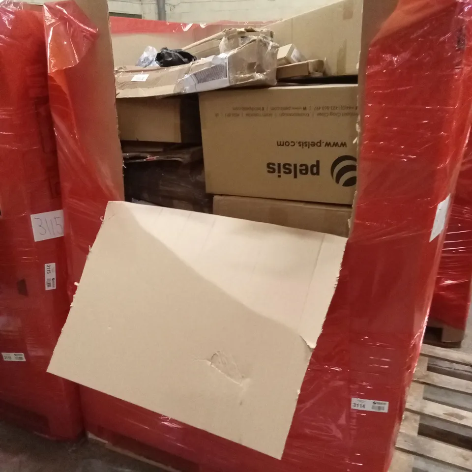 PALLET OF HOUSEHOLD GOODS AND PRODUCTS TO INCLUDE; MYSFLOSY SELF ADHESIVE VINYL FLOORING, ASPECTEK LIGHTING SYSTEM, BOXED FURNITURE