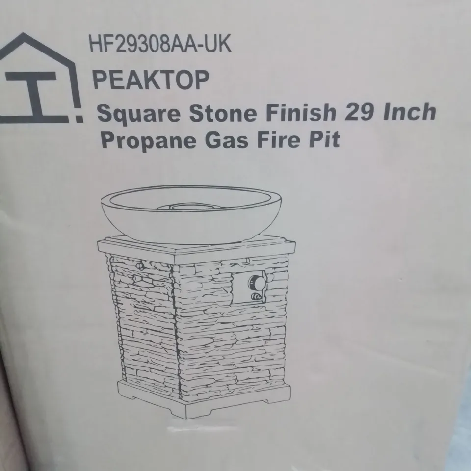 OUTDOOR GAS FIRE PIT WOODEN WITH LAVA ROCK & COVER