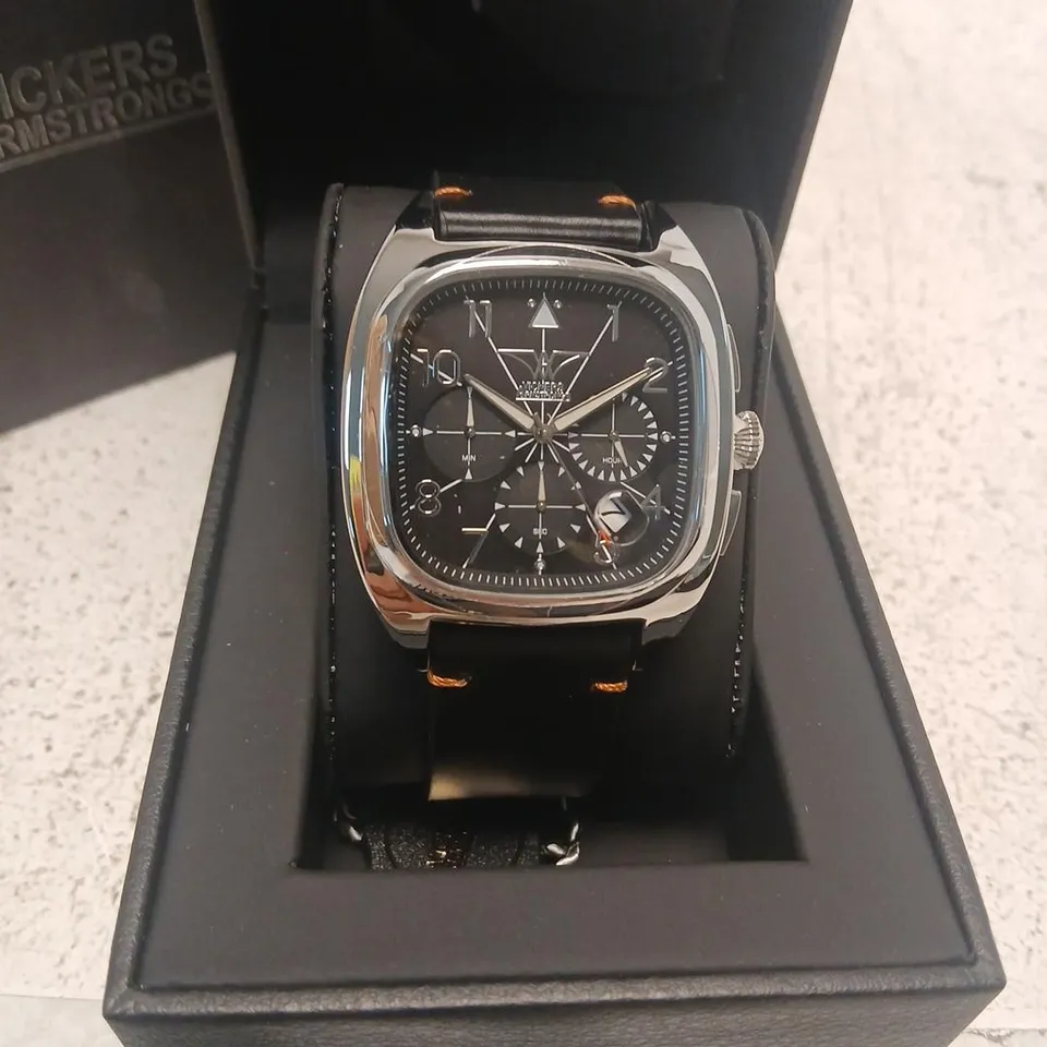 VICKERS ARMSTRONG AVION STEEL BLACK WRISTWATCH – BOXED (VA0172)