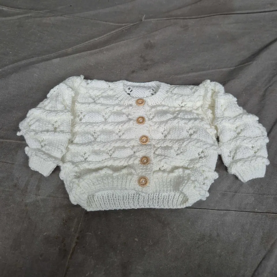 Set of 5 Baby Knitted Cardigans SIZES NOT VERIFIED – Cream, Yellow, Pink & White 