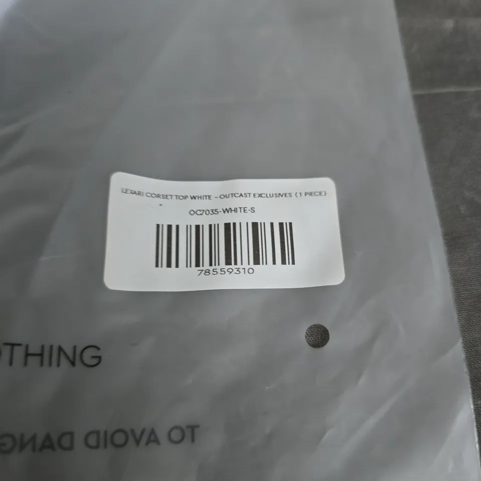 OUTCAST EXCLUSIVES LEGARI CORSET TOP WHITE –UK SIZE S