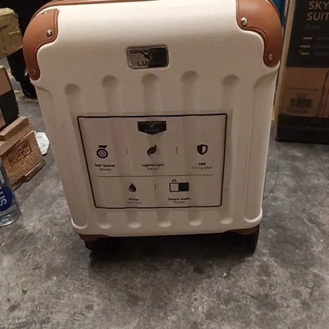 UNBOXED KEPLIN LUGG SMALL SIZE TRAVEL SUITCASE WITH WHEELS CREAM AND BROWN COLOUR 