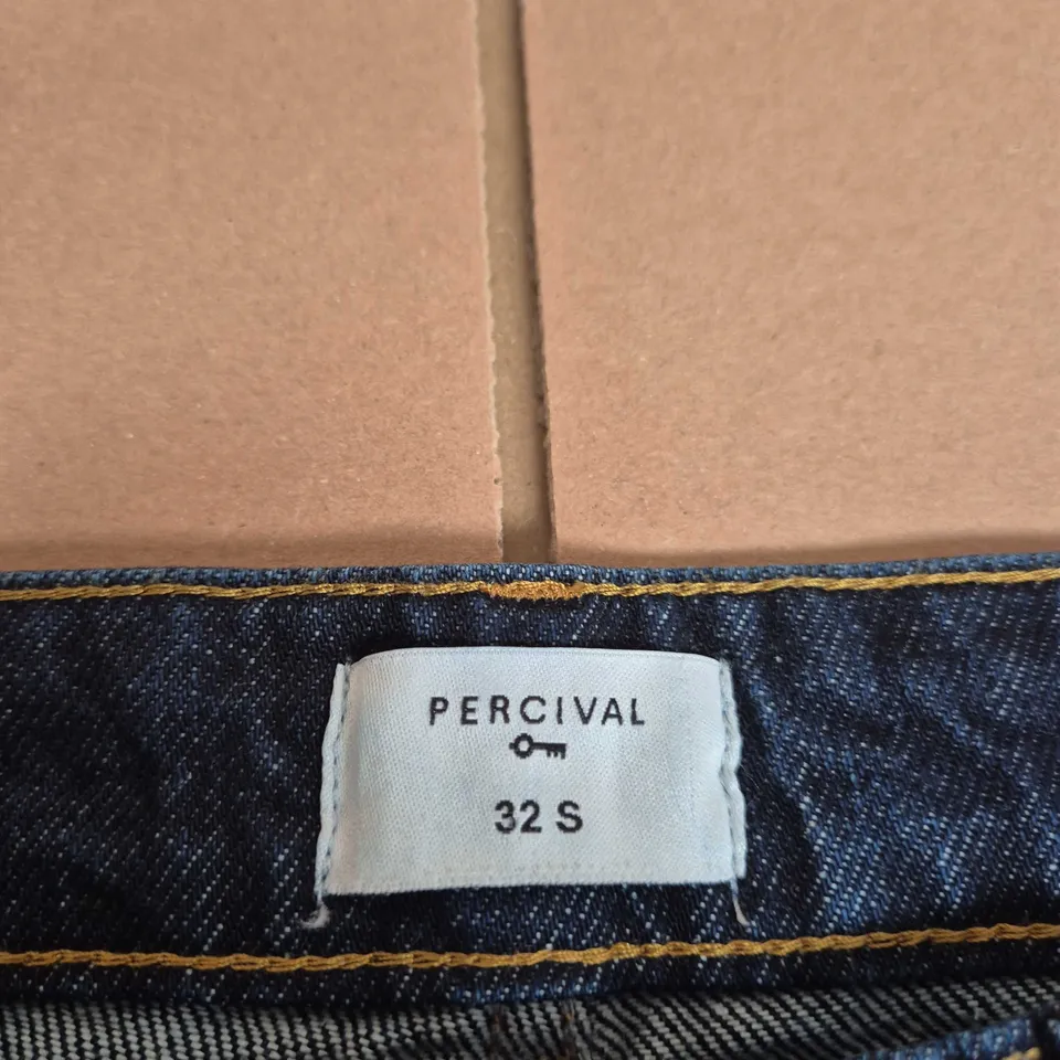PERCIVAL STRAIGHT LEG DENIM JEANS, DARK INDIGO, UK 32 (32 S)
