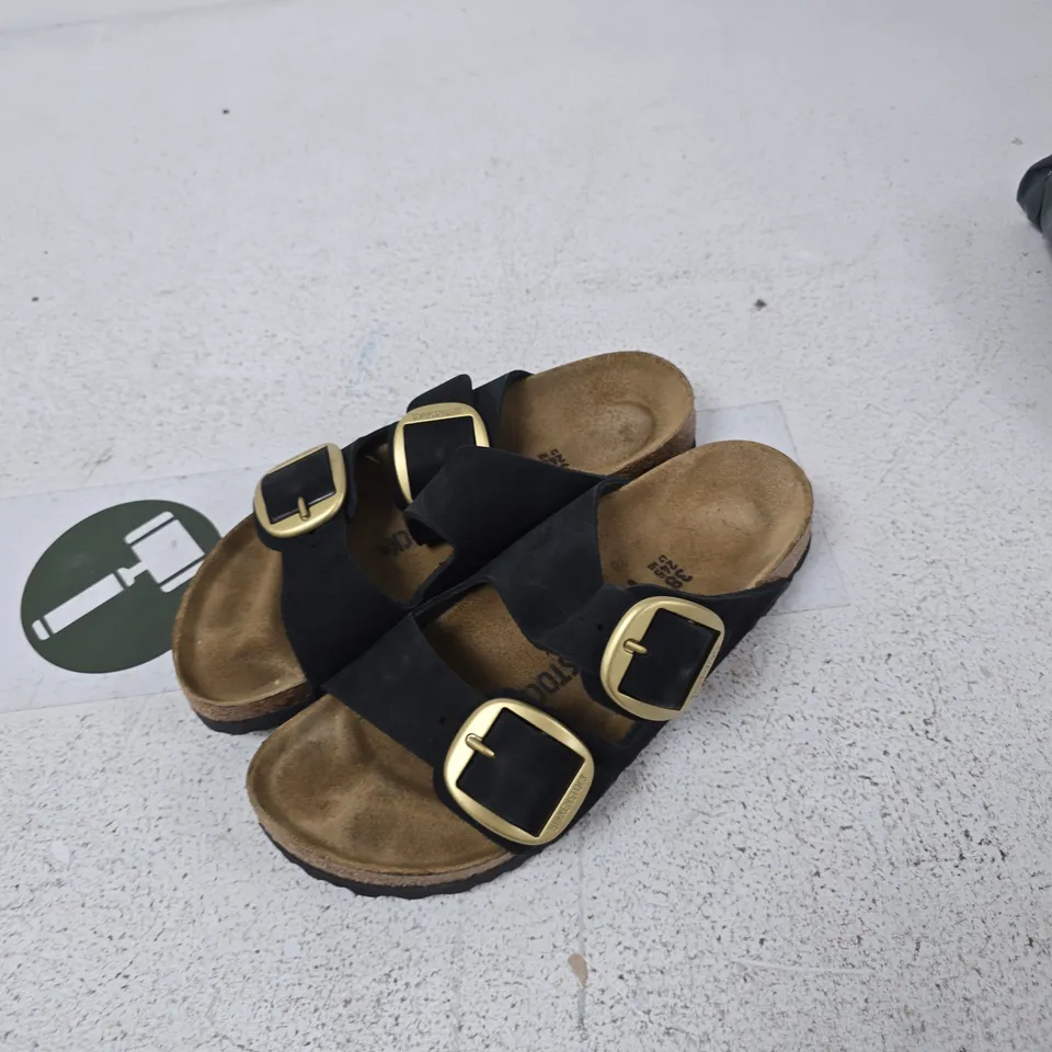 BIRKENSTOCK BLACK LEATHER SANDALS WITH BUCKLES – UK 5.5 (EU 38)