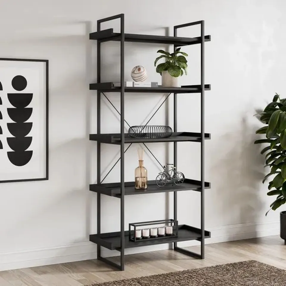 BOXED FULTON SHELVING UNIT - BLACK (1 BOX)