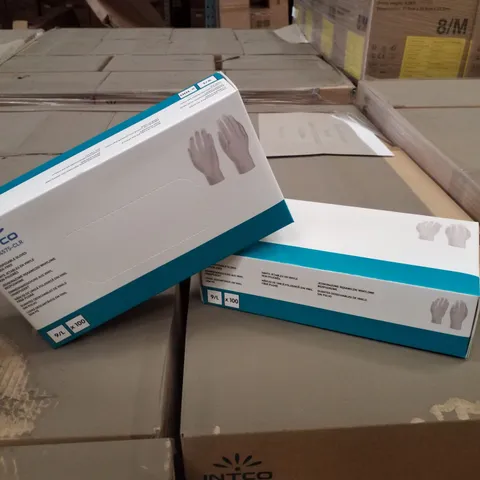 PALLET OF APPROXIMATELY 56 INTCO VINYL DISPOSABLE GLOVES 100PK BOXES - LARGE