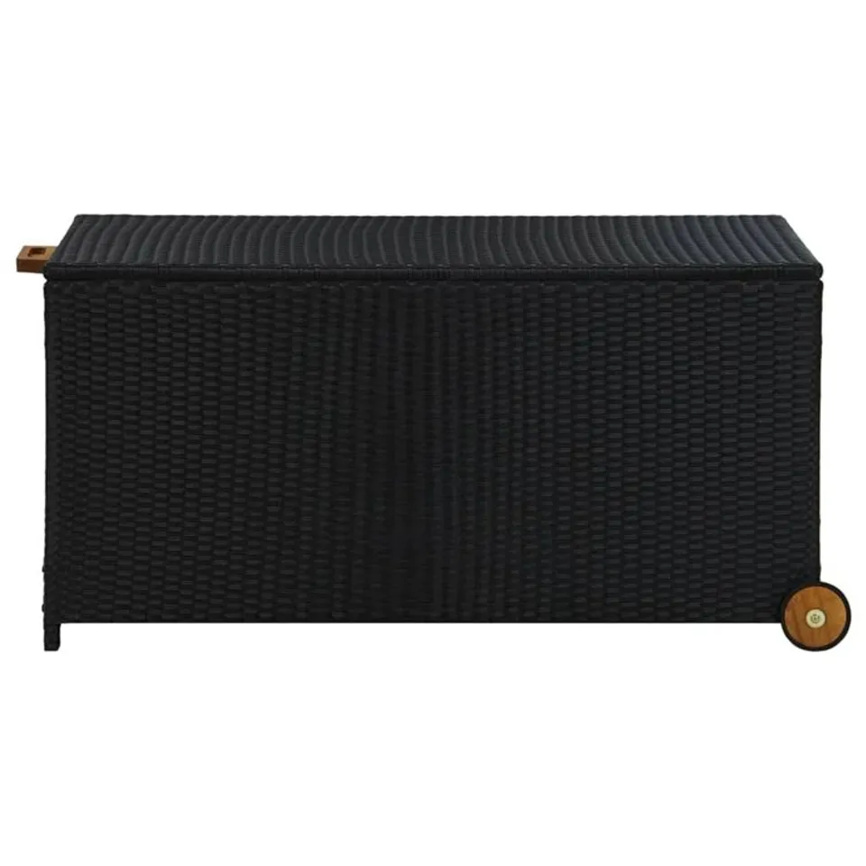 BOXED WFX UTILITY 50L GALLON WATER RESISTANT WICKER DECK BOX WITH WHEELS - BLACK (1 BOX)