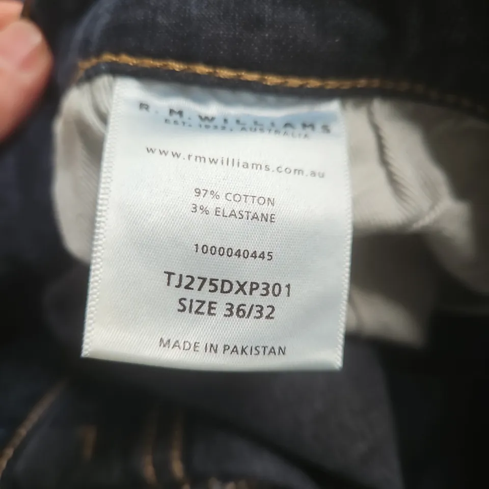 R.M. WILLIAMS JEANS – MEN’S DENIM TROUSERS, UK 36/32, 97% COTTON 3% ELASTANE