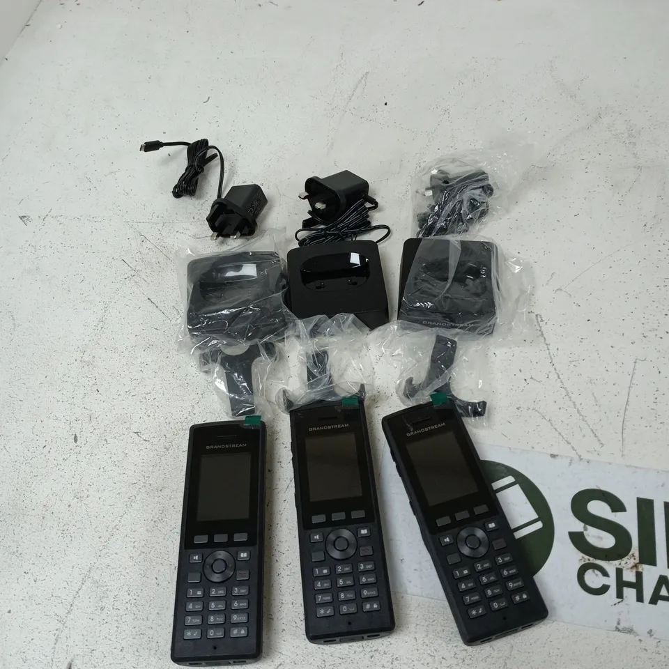 3X GRANDSTREAM DECT IP PHONE HANDSET SET WITH BASE – BLACK