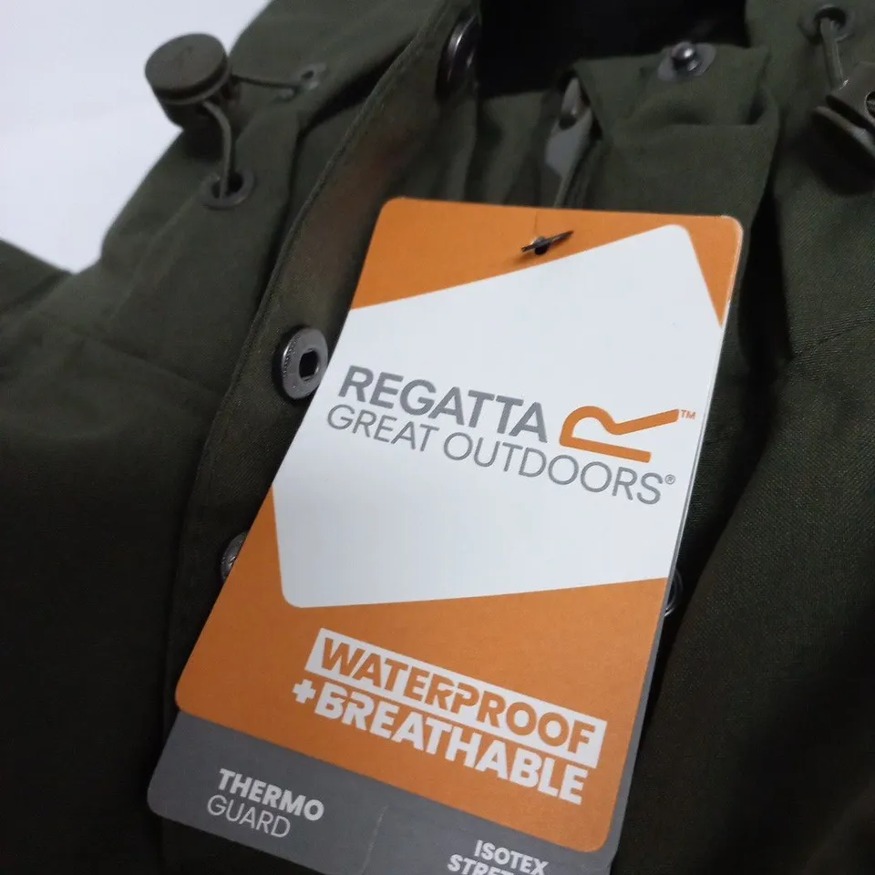 REGATTA GREAT OUTDOORS WATERPROOF JACKET – DARK KHAKI, UK 20 (EU 46)