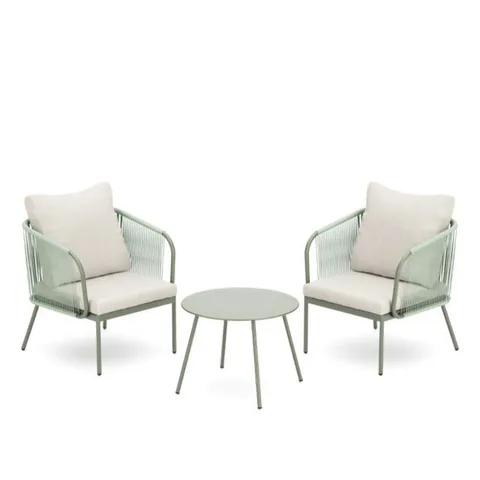 GARDEN STORIES ROPE 2 CHAIRS & TABLE BISTRO SET