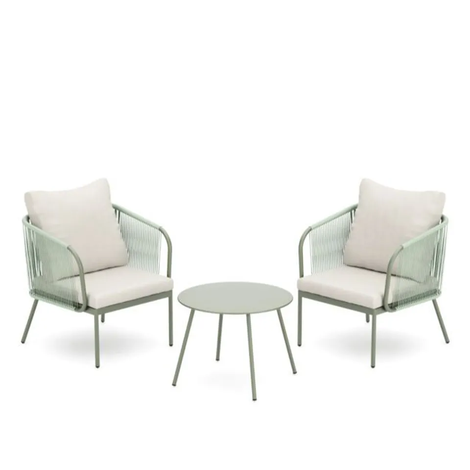 GARDEN STORIES ROPE 2 CHAIRS & TABLE BISTRO SET