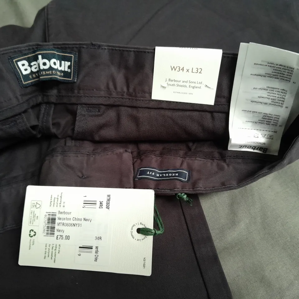 BARBOUR NEUSTON CHINOS IN NAVY - 34R