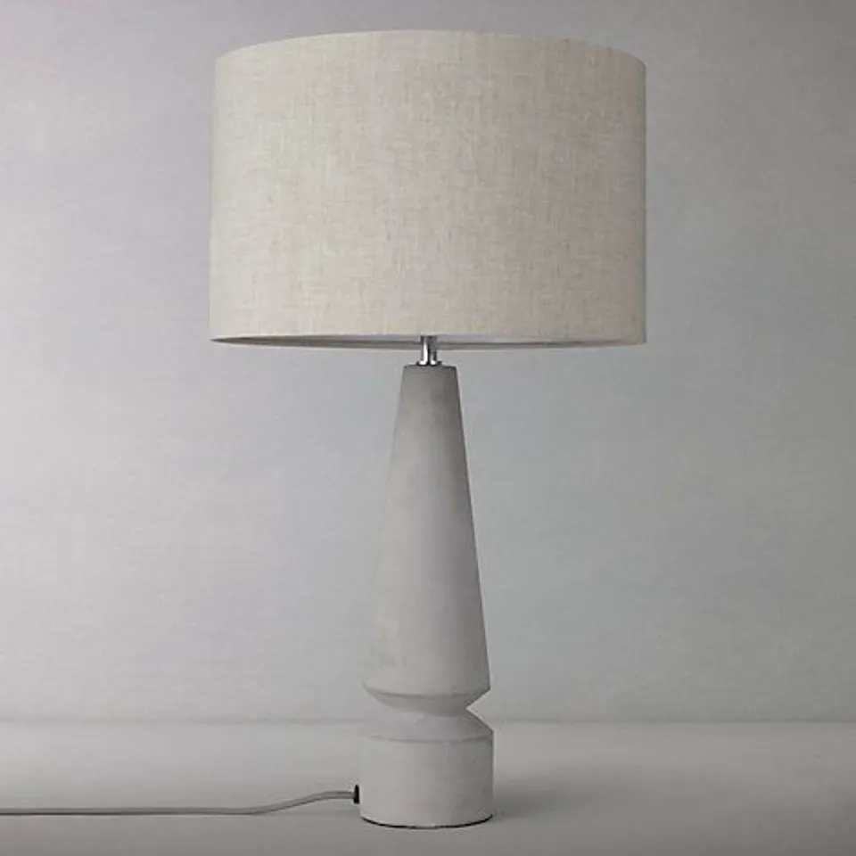 JOHN LEWIS MONUMENT TABLE LAMP - CONCRETE BASE, LINEN SHADE