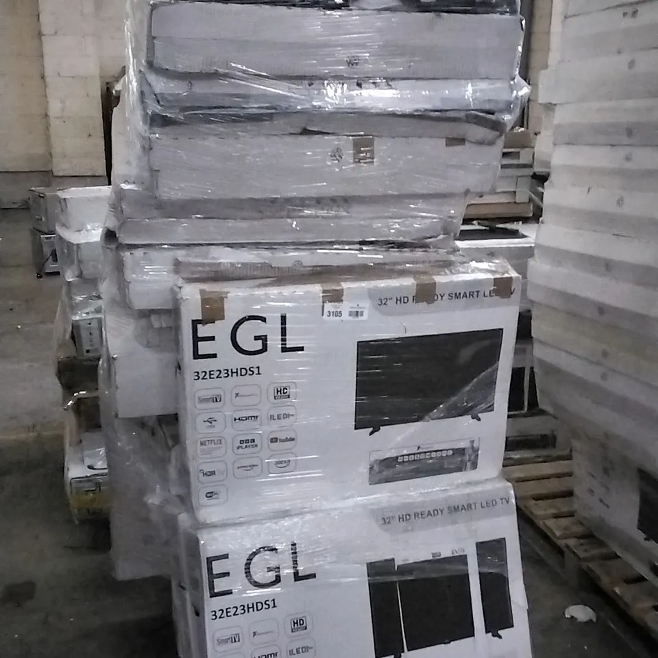 PALLET OF APPROXIMATELY 18 ASSORTED DAMAGED TV'S