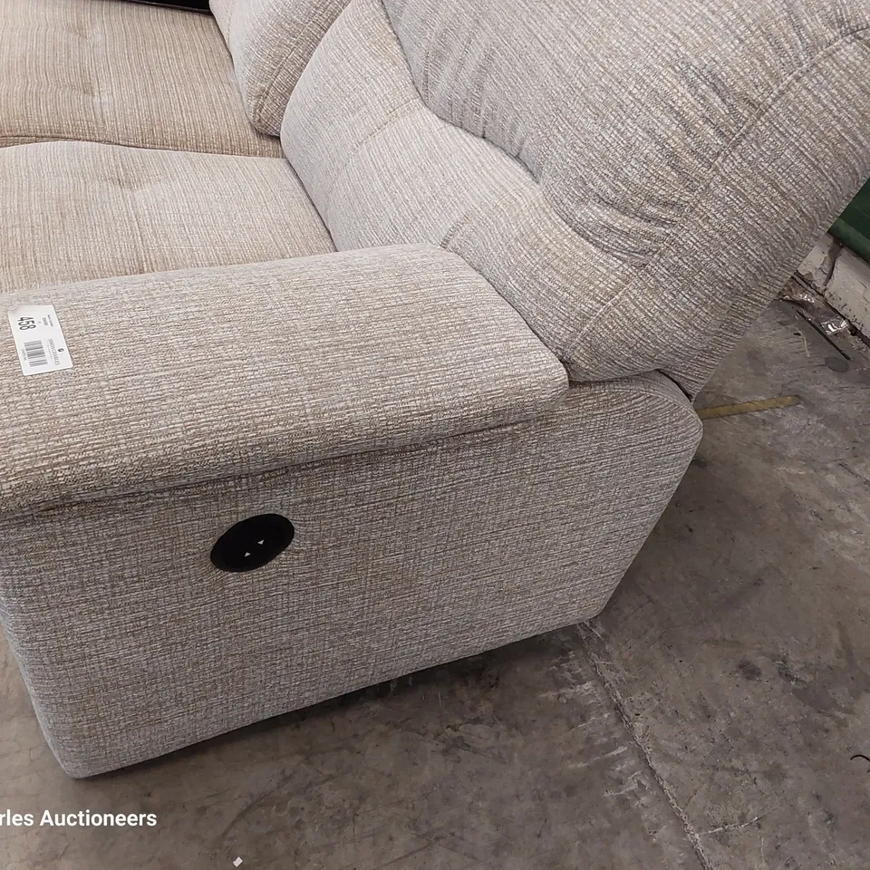 QUALITY BRITISH DESIGNER G PLAN STRATFORD POWER RECLINING TWO SEATER SOFA LOOM SHALE FABRIC 