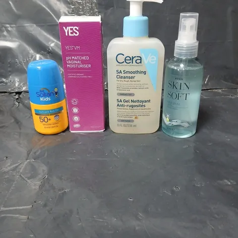 APPROXIMATEY 20 ASSORTED HEALTH AND BEAUTY PRODUCTS TO INCLUDE CERAVE CLEANSER, SKIN SO SOFT OIL SPRAY AND SOLTAN KIDS