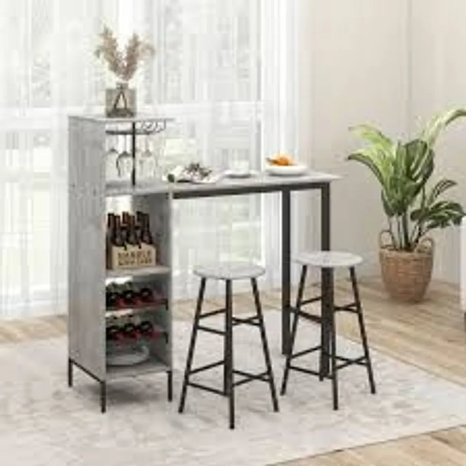 BOXED COSTWAY 2 SEATER COUNTER HEIGHT DINING SET GREY