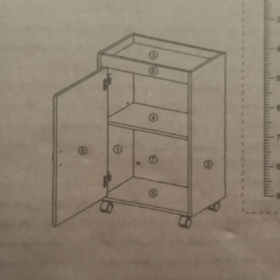 BOXED CUPBOARD WITH WHEELS - WHITE