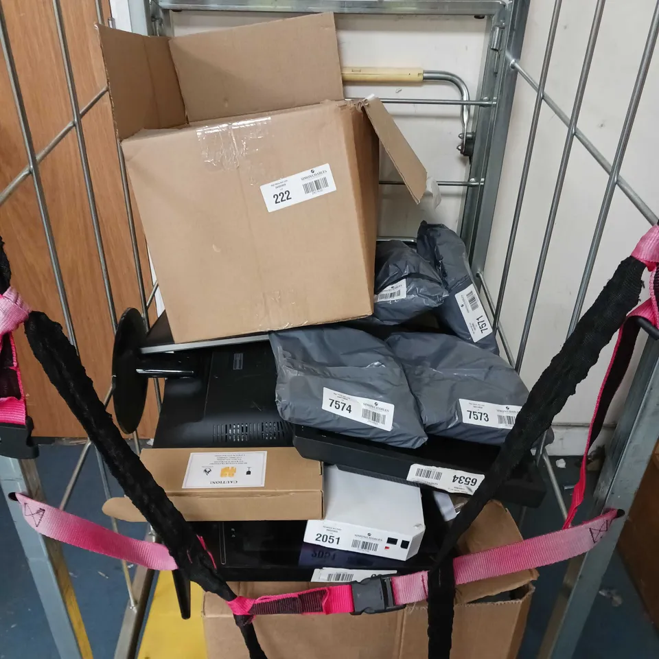 CAGE OF APPROX 35 ASSORTED ITEMS TO INCLUDE - AVAYA 1608I IP TELEPHONE - HANNS-G HE195APB MONITOR - GNR LM1703 17" LCD MONITOR ECT - COLLECTION ONLY